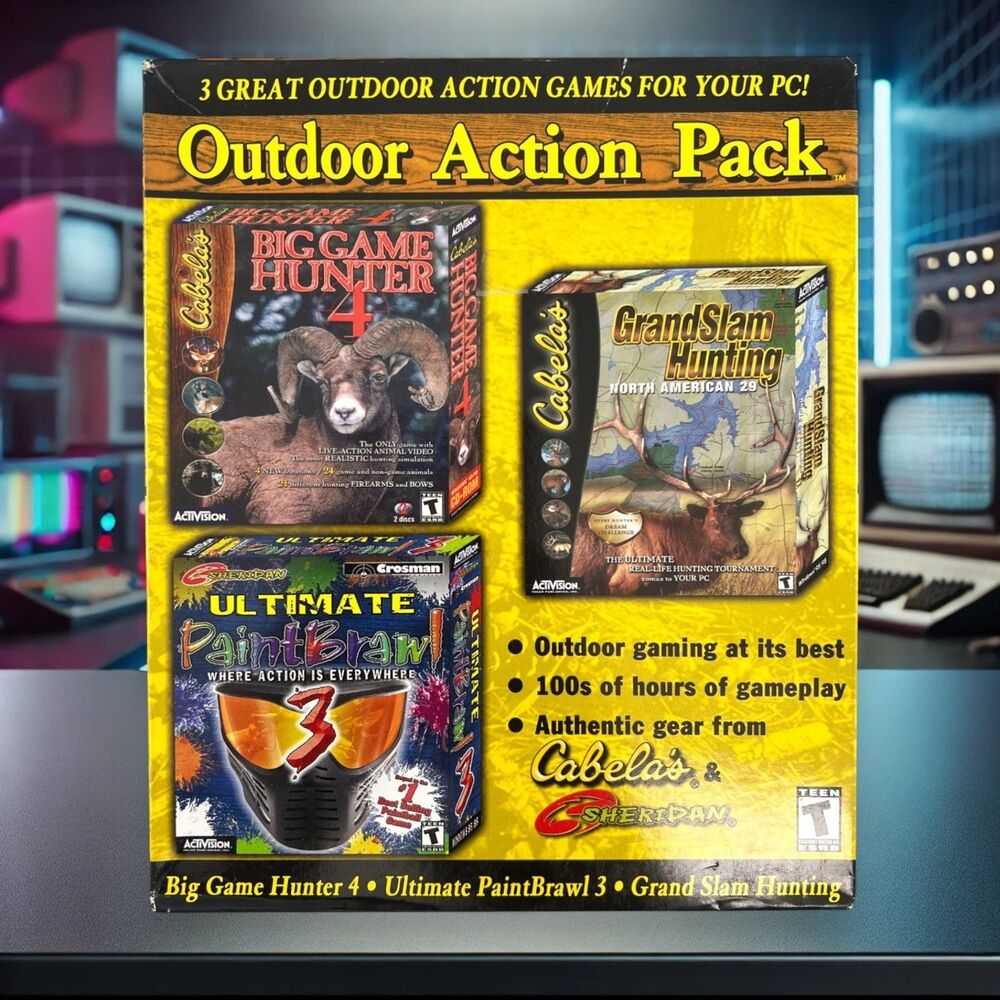 Cabelas 3-Game Outdoor Action Pack PC Big Box Sealed